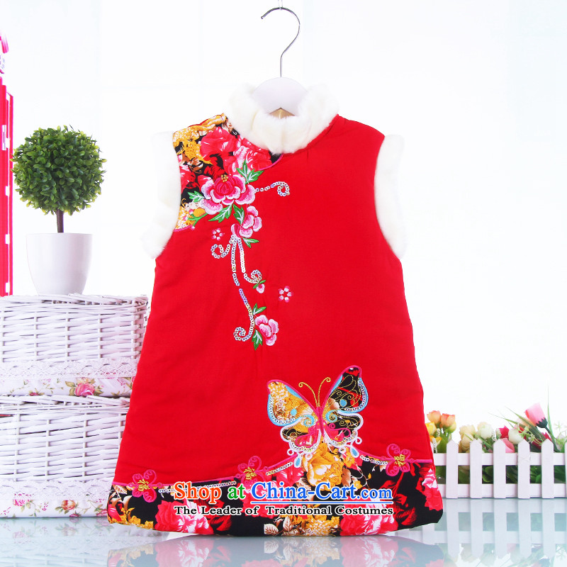 The baby girl children's wear clothing Tang Dynasty Chinese new year the new girls Tang dynasty winter clothing qipao dresses children New Year 7843 with red 120-130 Bunnies Dodo xiaotuduoduo) , , , shopping on the Internet