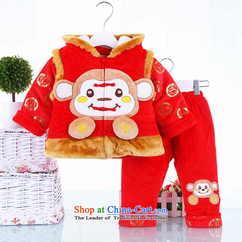 Tang Dynasty infant men and women aged 0-3 years old dress your baby your baby boy Tang dynasty age dress for winter female children spend the baby clothes Han-packaged cotton red 90, a point and shopping on the Internet has been pressed.