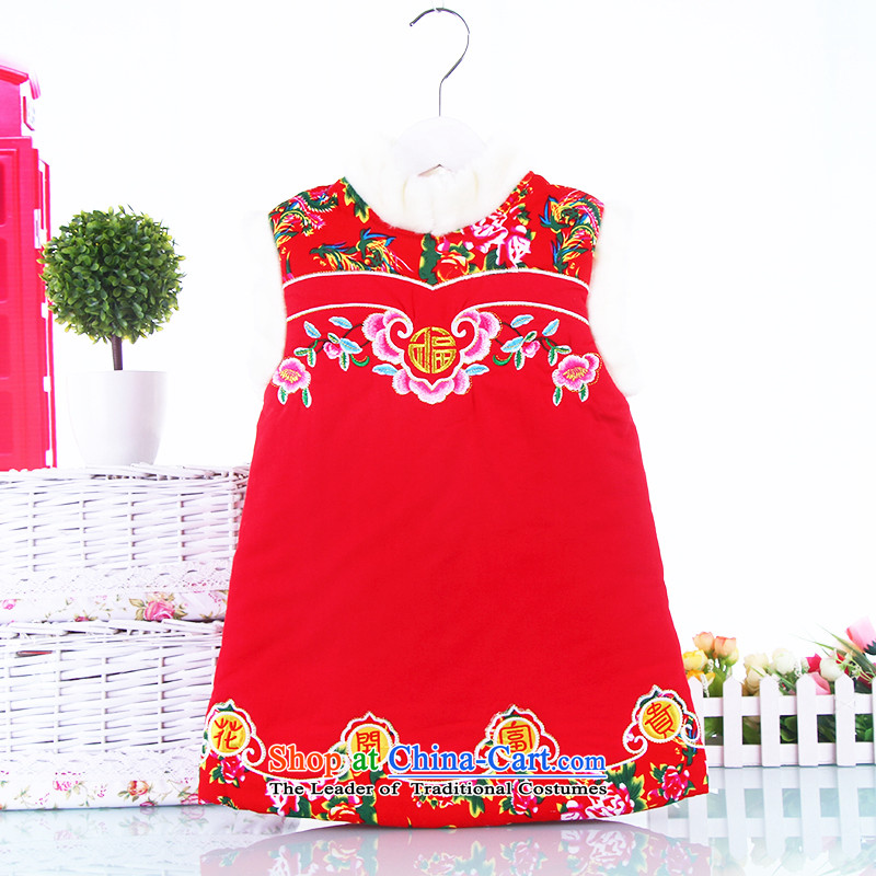 Winter children qipao autumn and winter girls aged 2-3-4-5-6 Tang dynasty qipao baby new clip cotton Chinese classic skirt 7843 red 120-130 Bunnies Dodo xiaotuduoduo) , , , shopping on the Internet