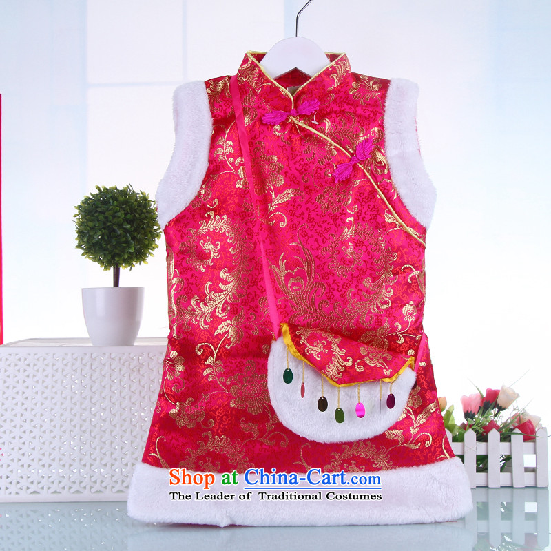 The new year of the child qipao winter girls Tang Dynasty Show dress infant baby basket skirts rose red clip 120 Bunnies Dodo xiaotuduoduo) , , , shopping on the Internet