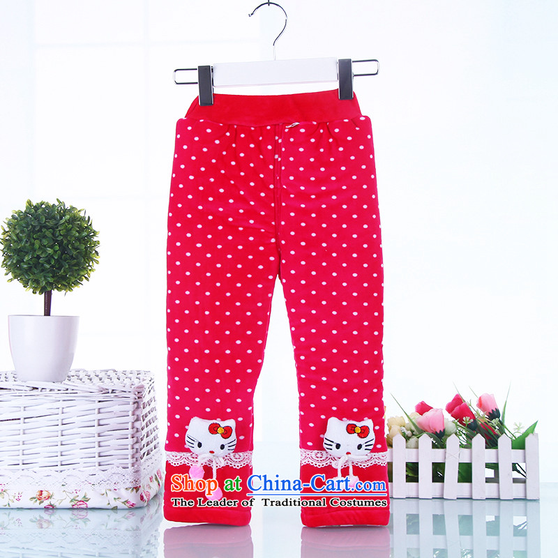 The new child baby girl babies warm trousers press the woolen pants female casual pants girls leisure cartoon 100cm(100cm), red trousers, and point , , , shopping on the Internet