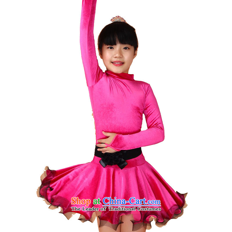 Children will dance to Latin dance skirt autumn Latin dance serving children exercise clothing child maids bon bon skirt of red leather package has been pressed to 150cm, shopping on the Internet