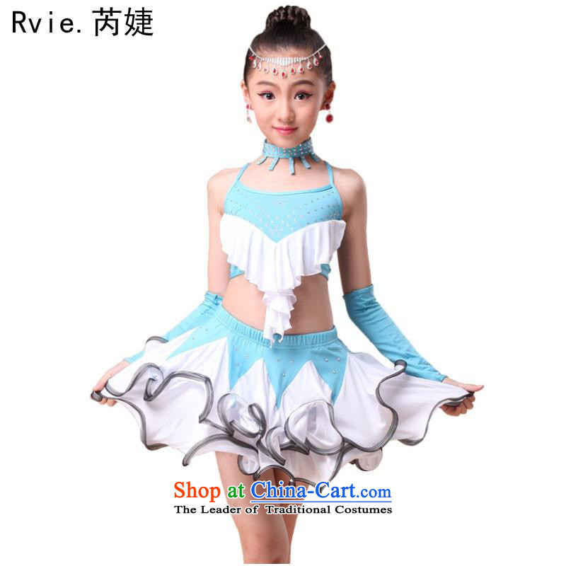 2015 Spring_Summer New Child Latin dance performances to diamond skirt professional shows children dance skyblue services?XL
