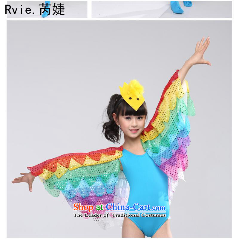 Children color birdie parrot stage costumes and colorful costumes and birds birdie Blue110cm,