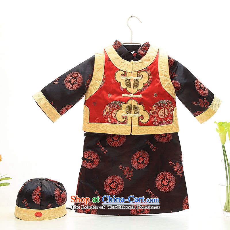 Tang Dynasty children boy dragon robe style robes kit baby years dress infant landowners with the winter of Tang dynasty picture services silk middle red cotton and 110 folder fish fox shopping on the Internet has been pressed.