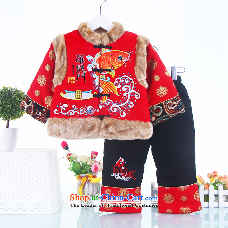 Children's Wear newborn baby boys and girls thick winter clothing age baby Tang dynasty out services Red 120