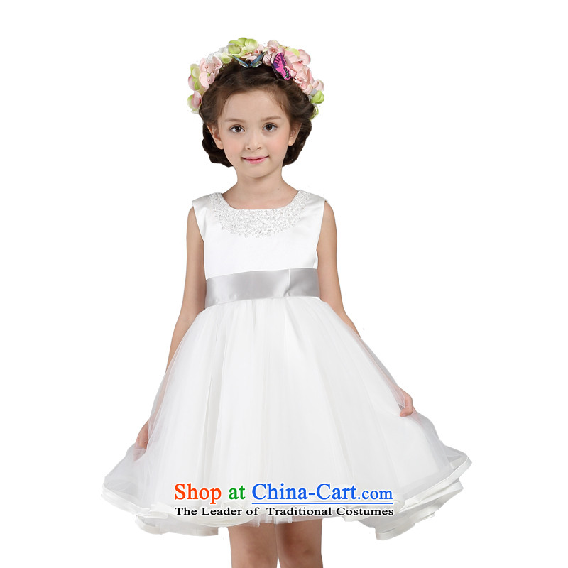 The spirit of the  new 2015 sleek birds sleeveless girls princess dress skirt flower girl children will dress skirt silver 140