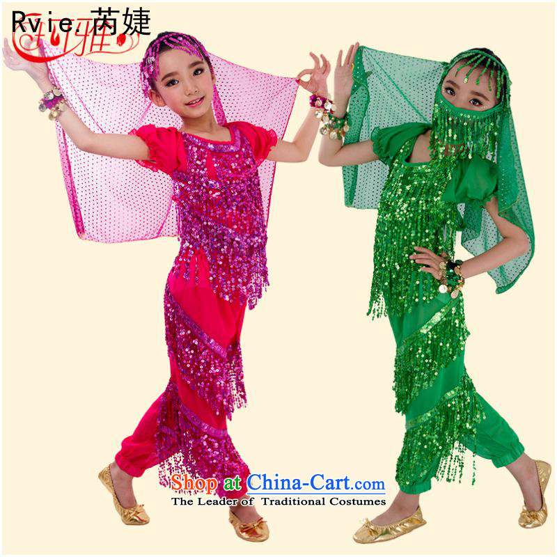 Children belly dance performances to Service Pack 61 Dance service lights are short-sleeved children edging Kit Yellow 2-piece XL, closely involved (rvie.) , , , shopping on the Internet