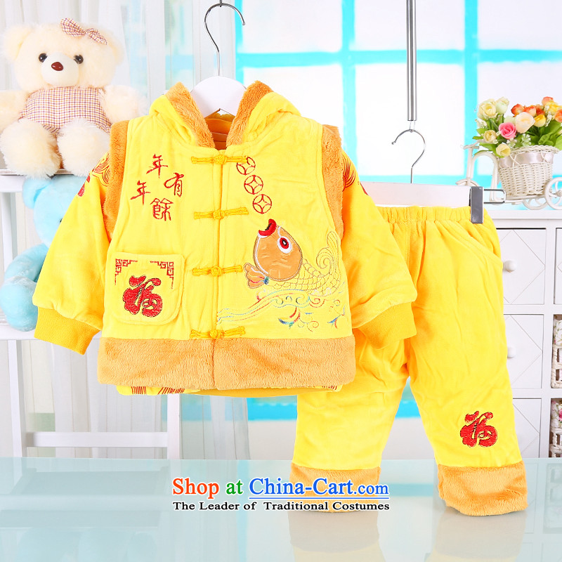 The new age of your baby for winter thick Tang dynasty boys winter coat child baby New Year thick Kit Yellow