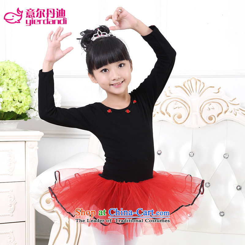 Intended for children dance dandi serving girls of autumn and winter ballet performances showing the service skirt exercise clothing long-sleeved clothing black 140 children's choral intended gourdain yierdandi () , , , shopping on the Internet