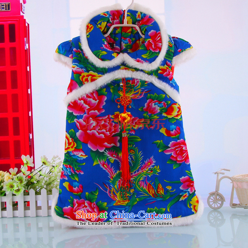 Bunnies Dordoi fall inside the girl child for winter coat Tang Dynasty Chinese red spring and autumn years baby princess children's wear skirts dress qipao 6198 Blue 120 children Bunnies Dodo xiaotuduoduo) , , , shopping on the Internet