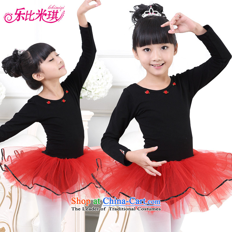 Children Dance Services Girls fall long-sleeved costumes ballet skirt singing performances of pure cotton winter exercise clothing black 120 Lok Kei (LEBIMIQI than m) , , , shopping on the Internet