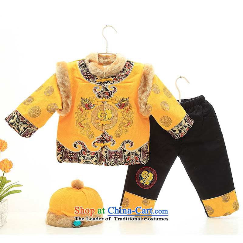 Infant children's wear new year celebration for the Tang dynasty boy infants winter?0-1-2-3 thick cotton clothing baby kits of age-old photographs dress Court Wong?100
