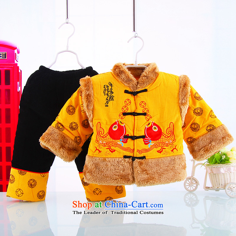 Tang Dynasty infant boys baby dress autumn and winter, and load folder cotton robes of the dragon, boy children-style robes Tang Dynasty Thick Yellow 73(73), kit and point of shopping on the Internet has been pressed.