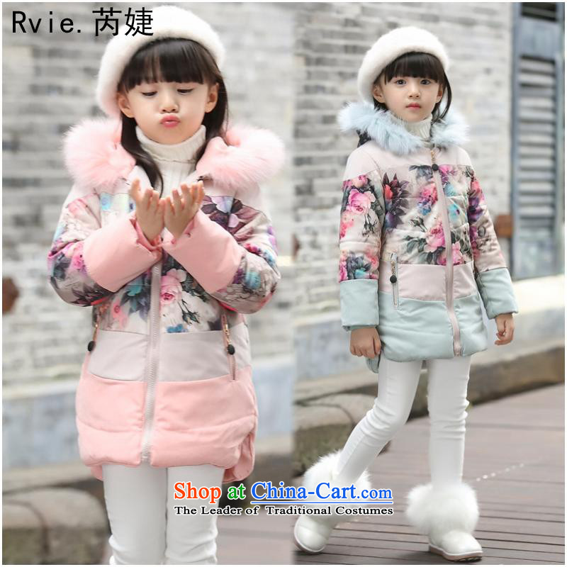 The girl child ãþòâ 2015 winter clothing new Korean children long jacket CUHK child cotton flowers cotton coat pink 120-160 Code 1 of 5, a hand to Dell , , , shopping on the Internet
