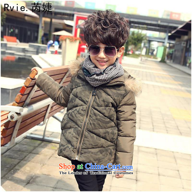 Children's wear winter 2015, boys ãþòâ Korean winter of camouflage spell leather boy ãþòâ CUHK girls' gross for Cotton Khaki 110 code