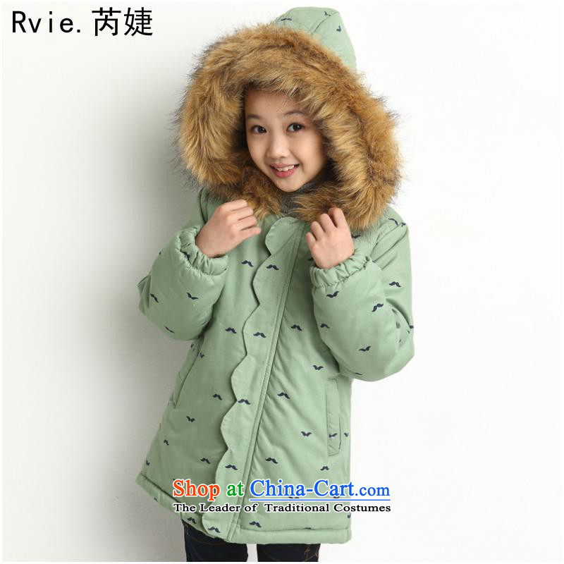 The Korean version of children's wear winter 2015) girls cotton swab for cotton waffle stamp gross girls in long coat Green 110 yards, Al, , , , shopping on the Internet