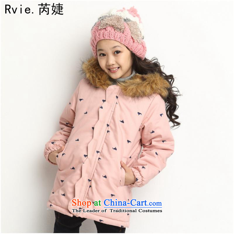 The Korean version of children's wear winter 2015) girls cotton swab for cotton waffle stamp gross girls in long coat Green 110 yards, Al, , , , shopping on the Internet