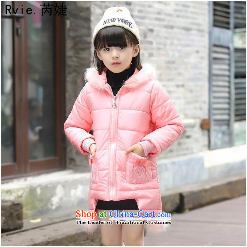 Cotton COAT?2015 winter child new girls ?ta Korean girls children in thick CUHK long robe stylish pink?120-160 Code 1 hand 5