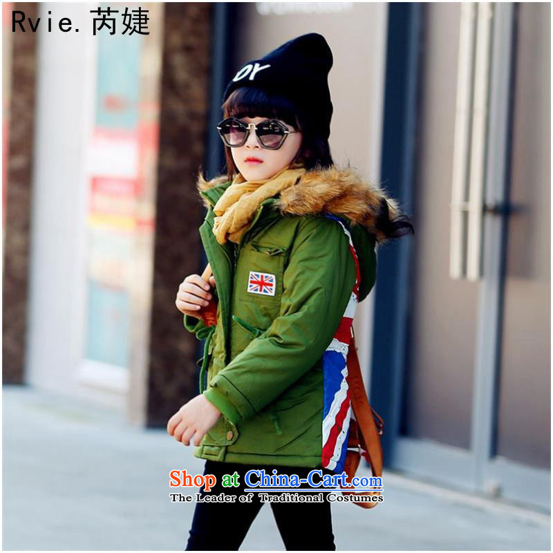 The foreign trade of children's wear under the 2015 autumn and winter, boys and girls alike ãþòâ Korean Flag field in the m long children ãþòâ cotton coat Army Green - women's 130 yards, and involved (rvie.) , , , shopping on the Internet