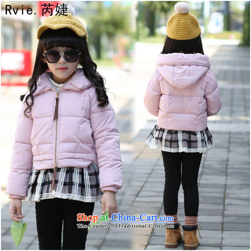 The Korean version of children's wear 2015 autumn and winter new girls' access to spell the CUHK cotton lace cap girls ãþòâ cotton coat pink 130cm, Lok (leyier under) , , , shopping on the Internet