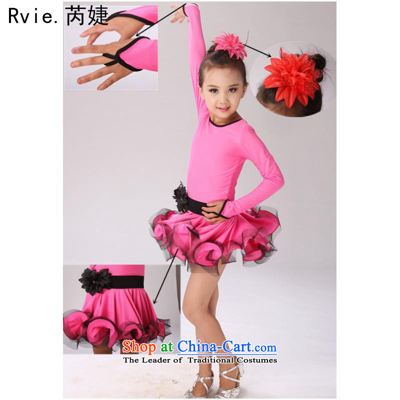 The new child will girls dancing to Latin dance skirt of autumn and winter clothing Latin dance performances in children's services and Jie (Pink 110cm, rvie.) , , , shopping on the Internet