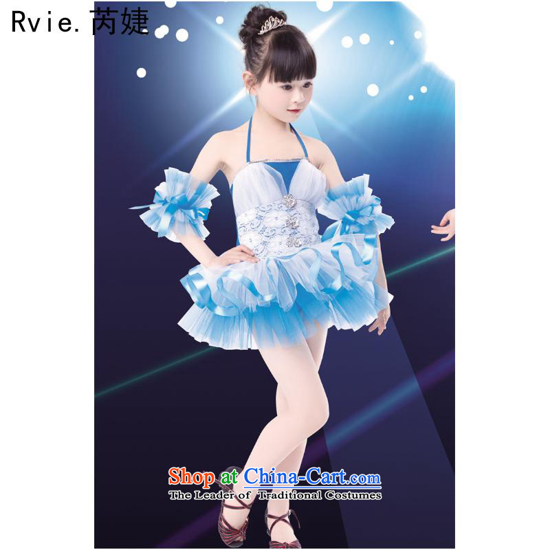 The new children's entertainment services early childhood girls show dress dances skirts stage bon bon skirt princess dress light blue 120cm, and Jie (rvie.) , , , shopping on the Internet