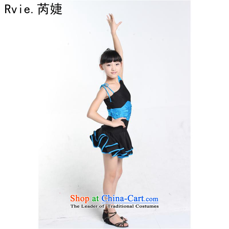 The factory outlets children Latin dance wearing girls practice suits Standard Dance Shao Er Pure Cotton Stretch Dress skyblue 130cm, practitioners in America (leyier) , , , shopping on the Internet