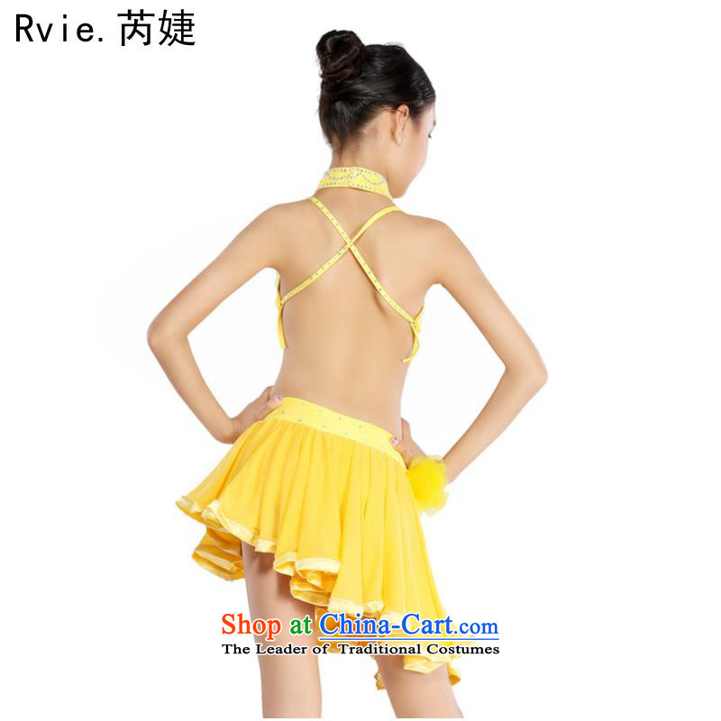 2015 new children's Latin American Dance serving girls gauze light drill black yellow Latin dance show black skirt 110cm, and involved (rvie.) , , , shopping on the Internet