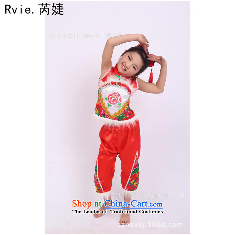 The New Year and Spring Festival of the new child yangko will dance to the young girl children folk dance performances to?110cm, Red