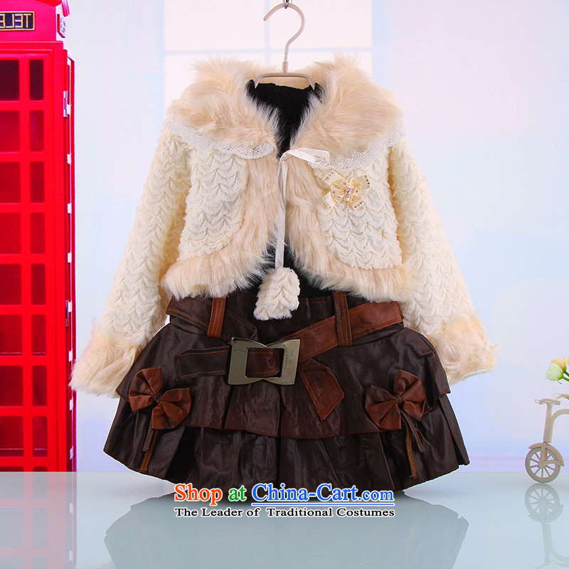 Autumn and Winter, female babies outdoor kit skirt warm thick-year-old two kits and the new girls princess skirt White 120