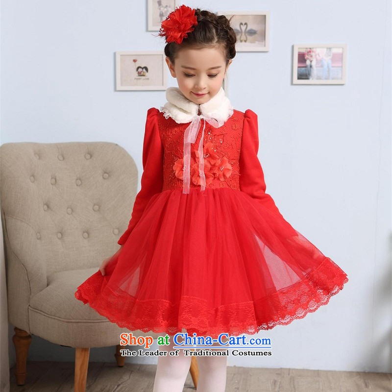 M high state of the 2015 Winter girls not pure cotton lint-free flower dress children Christmas With New Year with Princess skirt red 140 meters high state (MKOSBANX) , , , shopping on the Internet