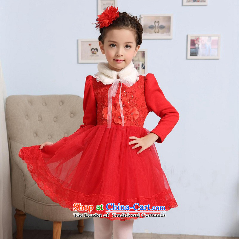 M high state of the 2015 Winter girls not pure cotton lint-free flower dress children Christmas With New Year with Princess skirt red 140 meters high state (MKOSBANX) , , , shopping on the Internet