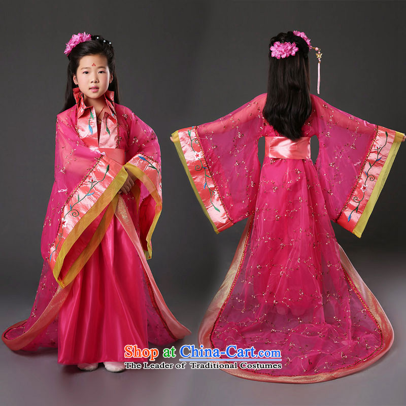 Children will start with the Tang dynasty girls ancient Tang Dynasty Princess Margaret Queen sleeper sofa tail replacing dance performances for clothing Han-pink 165cm adult, adjustable leather case package has been pressed shopping on the Internet