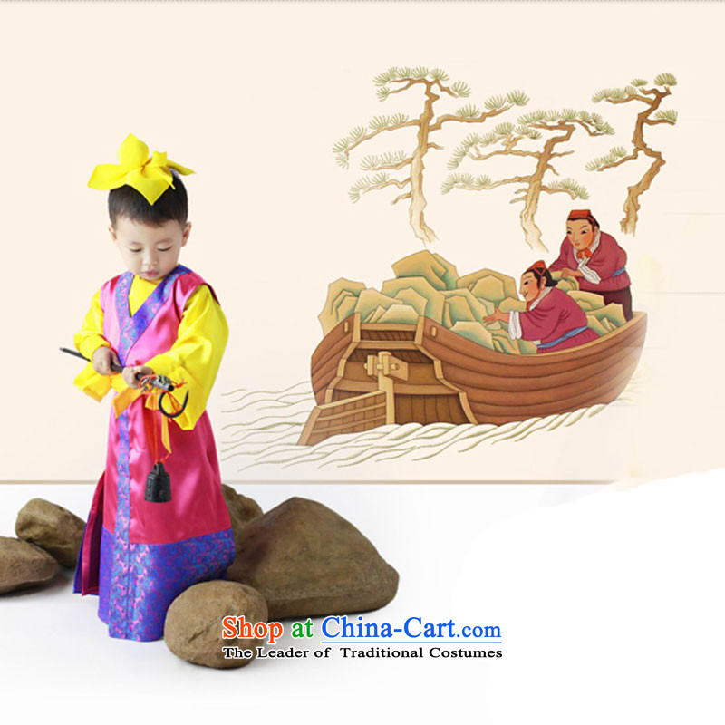 61. Children will nunnery boy disciples costume Han-regulation Neo-confucian services as child care that Chong Cao will adjust 120cm, yellow leather case package has been pressed shopping on the Internet