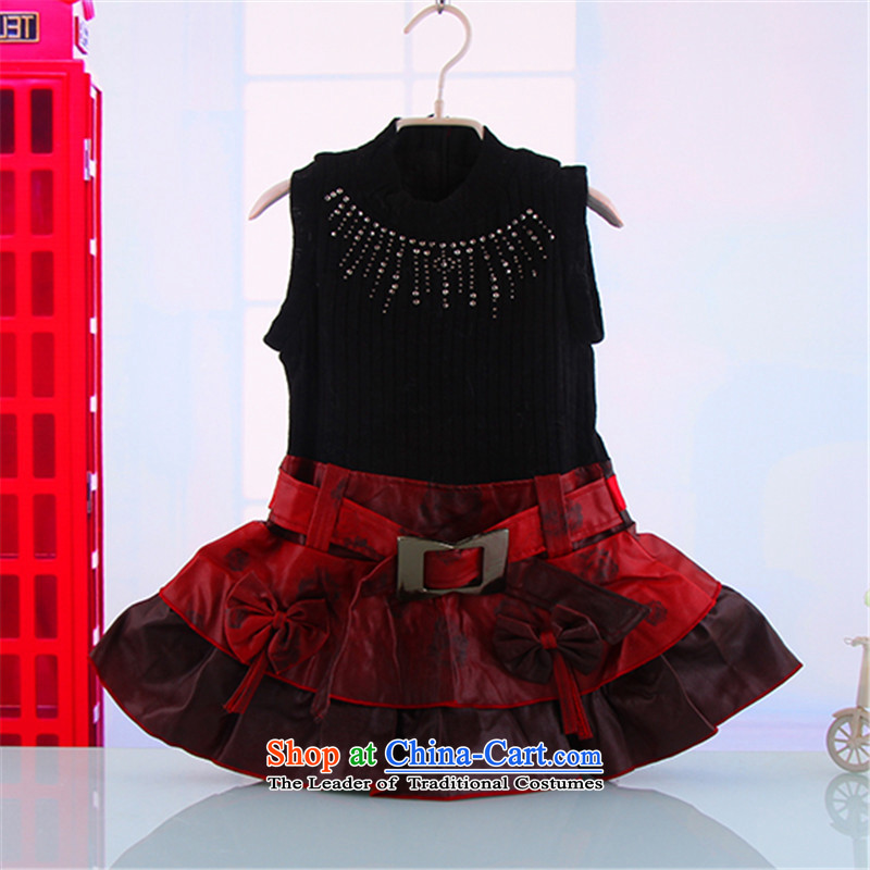 The autumn and winter, female babies outdoor kit 2-3-4-5-6 skirt-year-old girl warm thick two kits new girls princess skirt deep red 100 Bunnies Dodo xiaotuduoduo) , , , shopping on the Internet