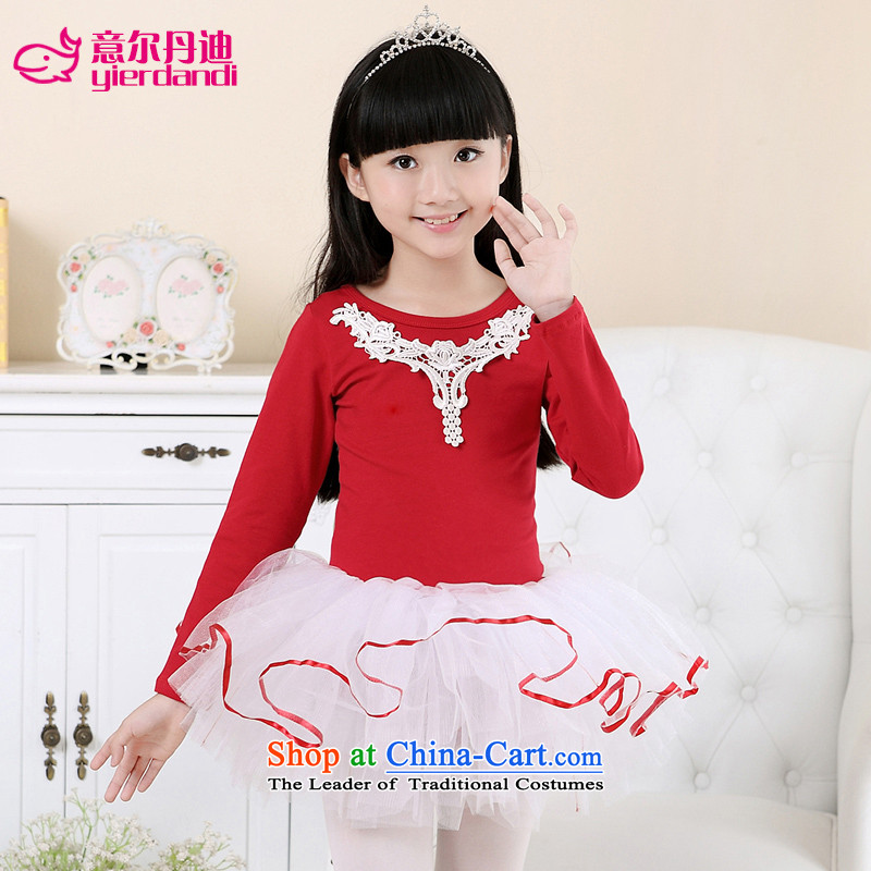Intended for children dance dandi serving girls of autumn and winter long-sleeved costumes ballet skirt singing performances of pure cotton winter exercise clothing red 120-130 intended gourdain yierdandi () , , , shopping on the Internet