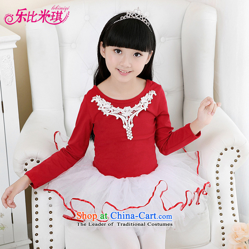 America than M Leung Children Dance serving girls long-sleeved exercise clothing of autumn and winter ballet skirt will pure cotton dance shows red 140 American than service M Leung (LEBIMIQI) , , , shopping on the Internet