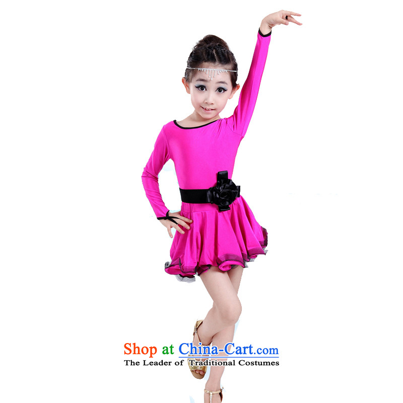 Children of autumn and winter Latin dance wearing long-sleeved girls exercise clothing children Latin dance wearing blue skirt 140 children dance tide not defined in the , , , shopping on the Internet