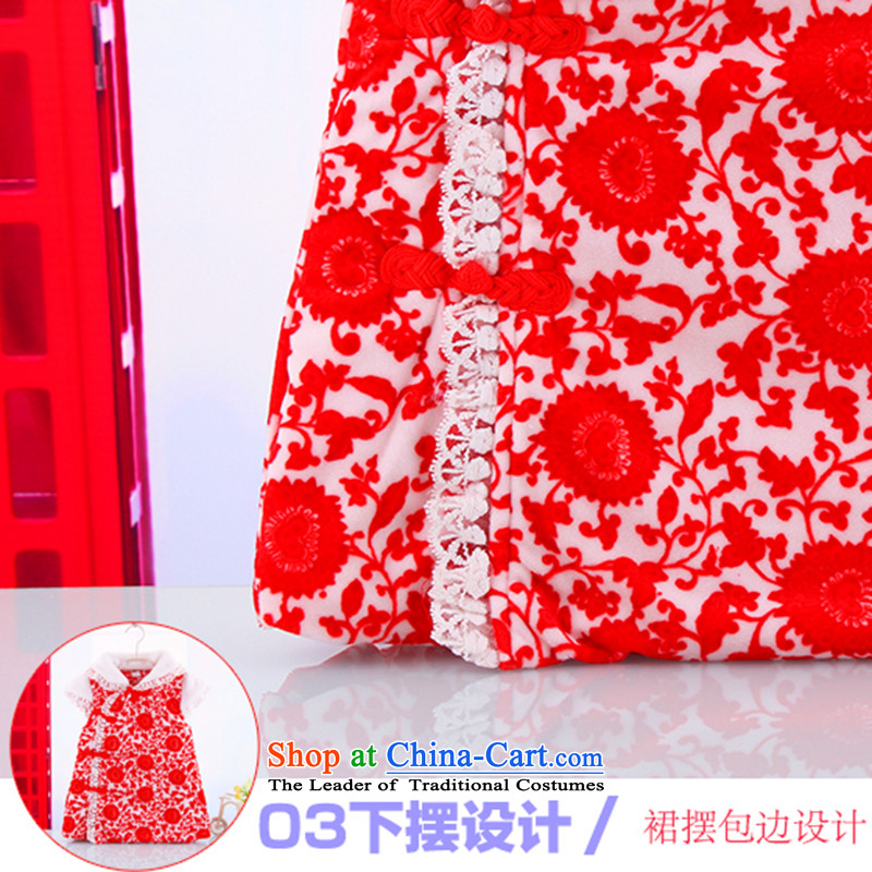 The autumn and winter new baby Tang Gown cheongsam dress 1-2-3-and-a-half female children's wear retro porcelain princess skirt guzheng birthday celebration concert dress clothes rose red 80cm, Bunnies Dodo xiaotuduoduo) , , , shopping on the Internet