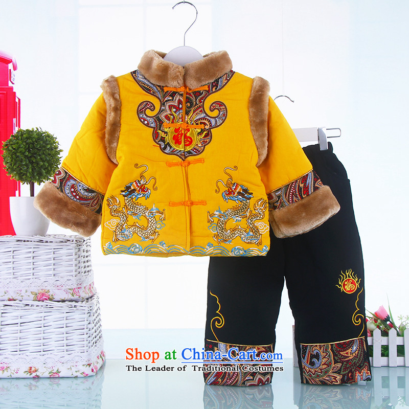 Tang Dynasty children infant winter coat boy pure cotton kit kids costume baby thick yellow 120-130 out serving small and Dodo xiaotuduoduo) , , , shopping on the Internet