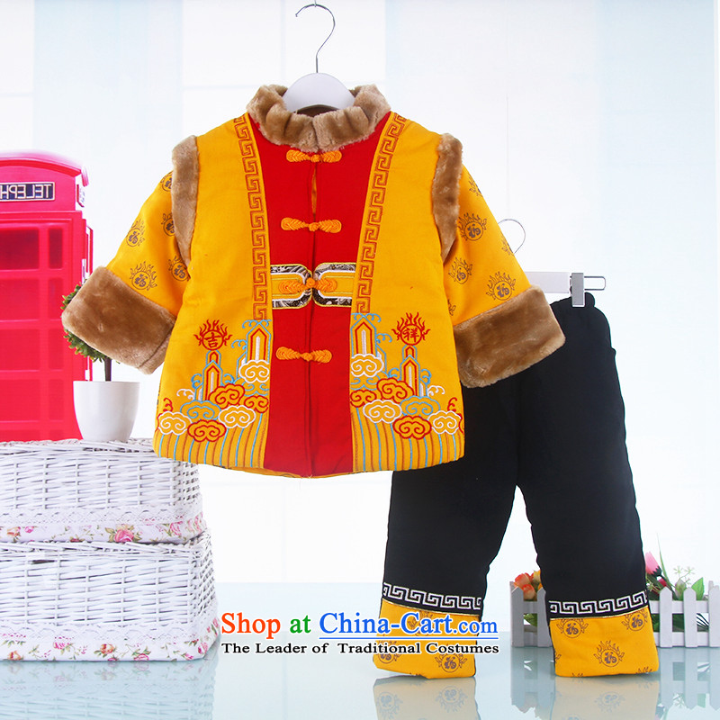 Tang Dynasty children package New Year boy infants thick winter holidays kids baby coat infant Tang dynasty yellow 120-130 Bunnies Dodo xiaotuduoduo) , , , shopping on the Internet