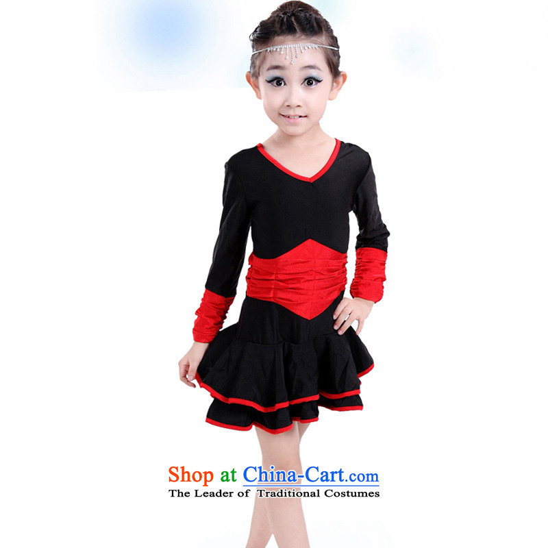 Children fall and winter clothing Latin dance female children serving Latin dance long-sleeved clothing girls Latin dance skirt exercise clothing red tide was not defined in the 120-130 , , , shopping on the Internet