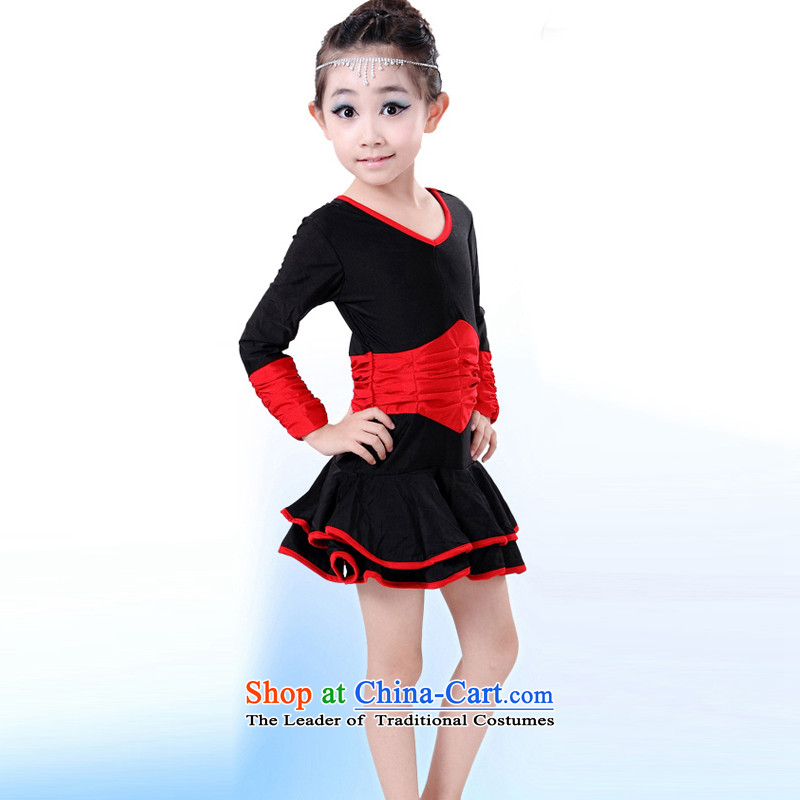 Children fall and winter clothing Latin dance female children serving Latin dance long-sleeved clothing girls Latin dance skirt exercise clothing red tide was not defined in the 120-130 , , , shopping on the Internet
