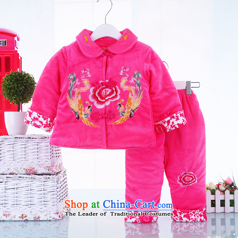 New Women's baby autumn and winter celebration for the new year with Tang Dynasty two kits of female babies robe birthday dress ethnic packaged in red 80_80_