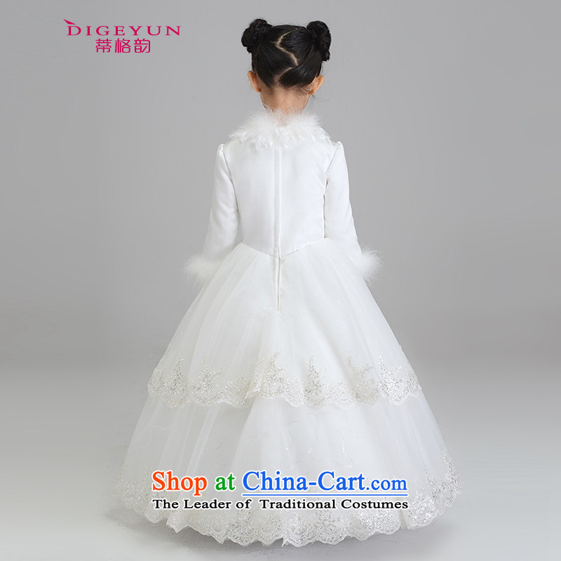 The following winter) folder cotton children dress princess skirt girls long concert dress long-sleeved thick Flower Girls dress white 150, the TPLF DIGEYUN () , , , shopping on the Internet