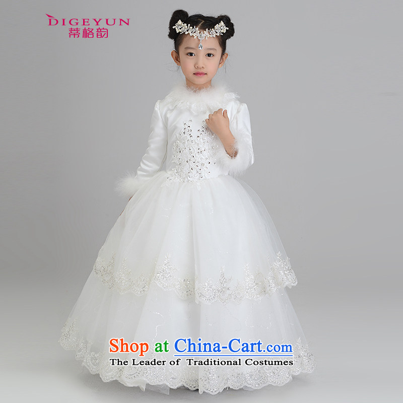 The following winter) folder cotton children dress princess skirt girls long concert dress long-sleeved thick Flower Girls dress white 150, the TPLF DIGEYUN () , , , shopping on the Internet