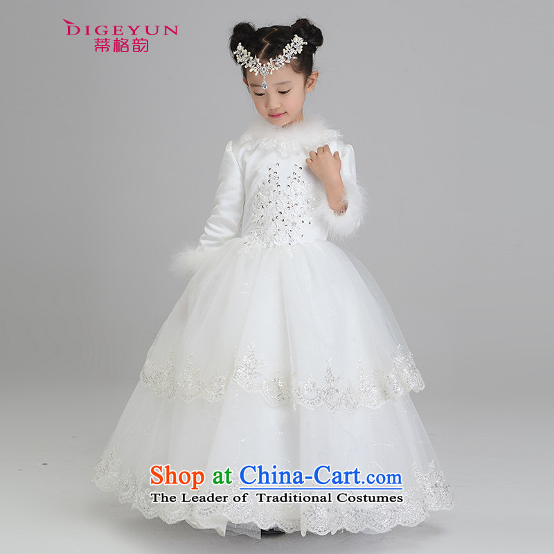 The following winter) folder cotton children dress princess skirt girls long concert dress long-sleeved thick Flower Girls dress white 150, the TPLF DIGEYUN () , , , shopping on the Internet