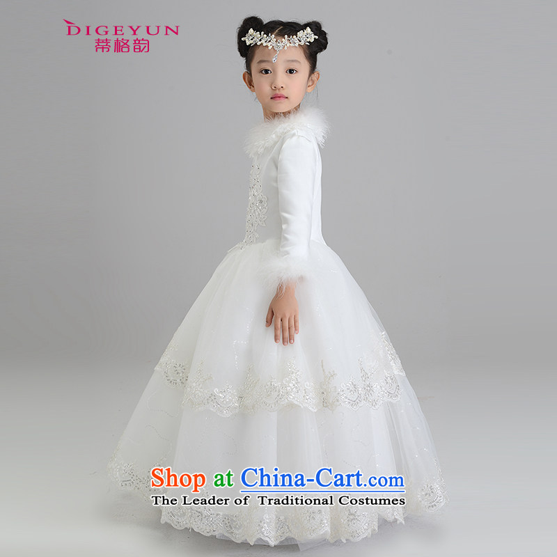 The following winter) folder cotton children dress princess skirt girls long concert dress long-sleeved thick Flower Girls dress white 150, the TPLF DIGEYUN () , , , shopping on the Internet