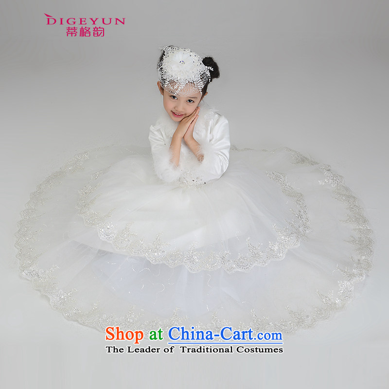 The following winter) folder cotton children dress princess skirt girls long concert dress long-sleeved thick Flower Girls dress white 150, the TPLF DIGEYUN () , , , shopping on the Internet